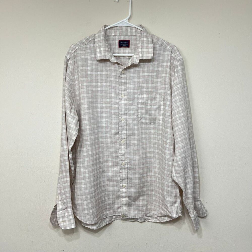 UNTUCKit Tan Slim Button Down Men Linen XL